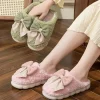 confort anti dérapant chaud fourrure pantoufles talon plat maison hiver chaud pantoufles étudiant chambre moelleux arc pantoufles femmes