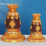 Base de roue de prière à manivelle de Style tibétain, Base de roue de prière en résine, huit symboles de bon augure, grand ornement de Base de roue de prière