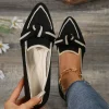 chaussures plates tricotées pour femmes, baskets respirantes, confortables, couleur unie, décontractées, à bout pointu, mocassins de marche, nouvelle collection 2024