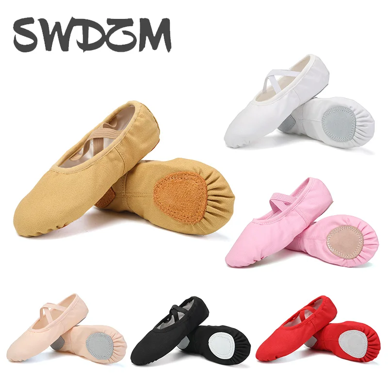 Chaussures de Ballet plates en toile pour filles, pantoufles de danse pour adultes, femmes et enfants, chaussures de danse souples pour entraînement pratique, 4 couleurs Chaussures de Ballet plates en toile pour filles, pantoufles de danse pour adultes, femmes et enfants, chaussures de danse souples pour entraînement pratique, 4 couleurs