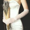 gants de mariée longs en perles, élégants, pour fête de mariage, en tulle, accessoires de mariage