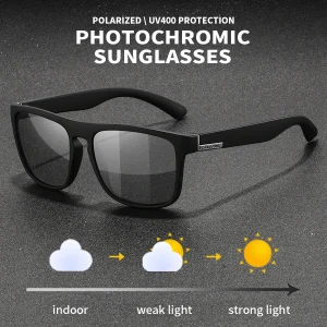Lunettes de soleil photochromiques polarisées carrées Vintage pour hommes et femmes, pour pêche, cyclisme, conduite, alpinisme, caméléon, UV400