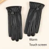 gants chauds et doux en pu imperméables et résistants au froid en cuir pour femmes à la mode et chauds avec des gants pour écran tactile en velours