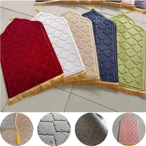 Tapis de prière en éponge de flanelle, tapis de sol en relief à poils courts, antidérapant, doux et Portable, pour voyage, solide pour Ramadan musulman