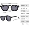 lunettes de soleil rondes pour hommes et femmes, style punk, rétro, tendance, monture transparente, uv400