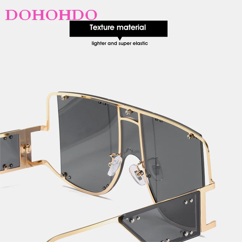 Lunettes de soleil surdimensionnées une pièce pour femmes et hommes, marque de mode de styliste, Rivets à grande monture, nuances Punk, lunettes de conduite de voyage UV400
