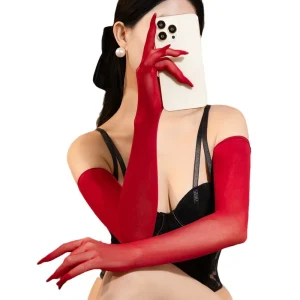 Gants de fête élégants pour femmes, brillants à l&rsquo;huile, élastiques, transparents, à cinq doigts, protection solaire, pour sécher la mariage, Allure, nouvelle collection