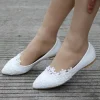 ballerines d'été en dentelle blanche, chaussures de mariage, plates, à talons bas, décontractées, sans talons, escarpins habillés pour femmes, chaussures douces pour femmes