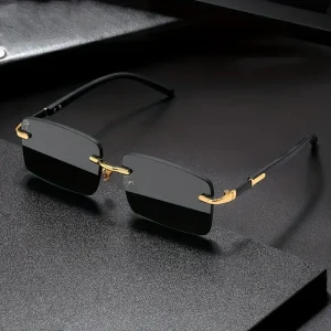 Lunettes de soleil rectangulaires sans monture pour hommes et femmes, nuances populaires, petites lunettes de soleil carrées, voyage d&rsquo;été, mode