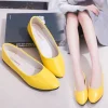 comemore ballerines blanches en cuir verni pour femmes, chaussures plates à enfiler pour documents bonbons, escarpins de travail pour dames, 2022