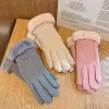 gants chauffants pour femmes, pour randonnée, course à pied, vélo, polaire, à cinq doigts, coupe vent, cadeaux de fête, hiver
