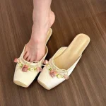 Mocassins Plats à Semelle Souple pour Femme, Chaussures Simples, Demi-Pantoufles Décontractées, Élégantes, à la Mode, Printemps