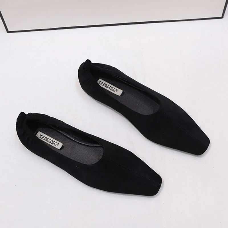 2025 automne femmes chaussures plates doux talon plat unique noir chaussures mode bout rond peu profond sans lacet bateau chaussures mujer nouvelle femme