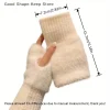 gants demi doigt en peluche chauds et résistants au froid pour femmes, vêtements de bureau polyvalents et mignons pour l'automne et l'hiver