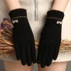 gants pour femmes décorés d'arc à la mode et élégants, conception simple, résistants au froid et aux écrans tactiles pour le cyclisme et l'écriture