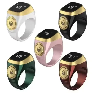 Qibla compteur numérique intelligent Tasbih pour les musulmans Tasbeeh Zikr Ring 5 temps de prière rappel de vibrations Subhah Masbahah Misbaha