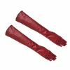 gants de soirée doublés en cuir souple pour femmes, longs coudes, chauds, dames, hiver