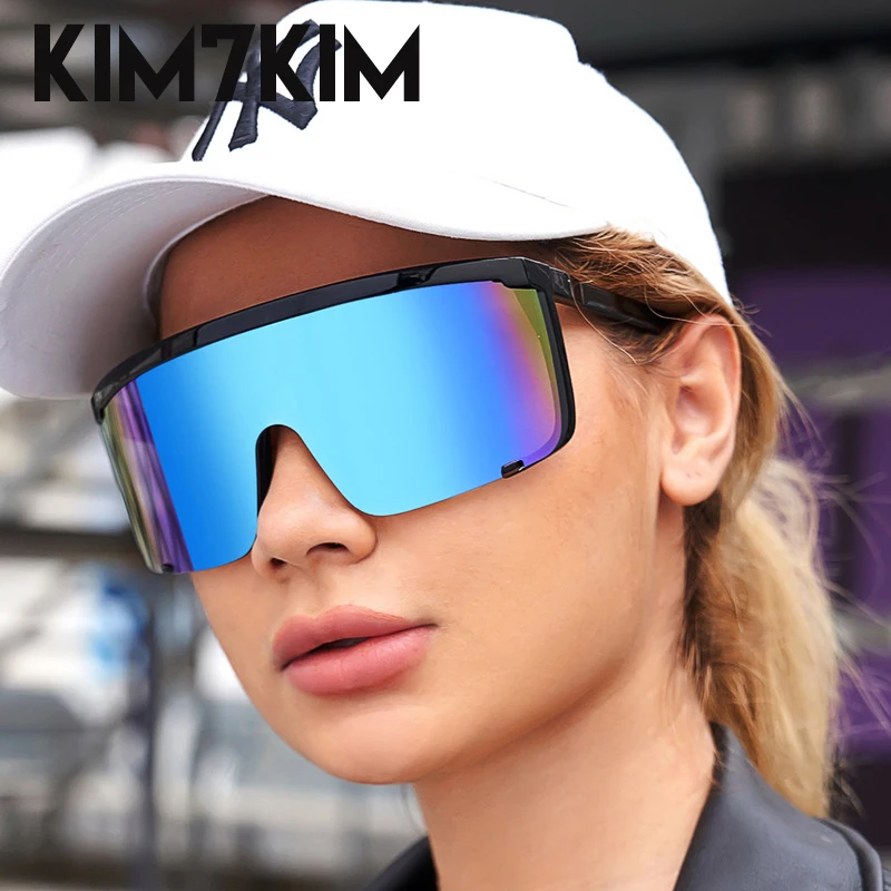 Lunettes De soleil De sport surdimensionnées hommes femmes 2025 mode une pièce lunettes De soleil mâle Vintage coupe-vent Rectangle lunettes De soleil Gafas De Sol