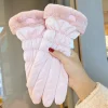gants chauds d'hiver pour femmes, mignons pour écran tactile, imperméables et résistants au froid, en peluche épaisse, en coton, nouvelle collection 2025
