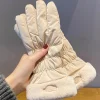 gants chauds d'hiver pour femmes, mignons pour écran tactile, imperméables et résistants au froid, en peluche épaisse, en coton, nouvelle collection 2025