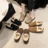 chaussures plates pour femmes, semelle épaisse, bout rond, chaussures chaudes pour dames, semelle antidérapante, protection contre le froid en plein air, adaptées à l'hiver