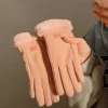 gants chauffants pour femmes, pour randonnée, course à pied, vélo, polaire, à cinq doigts, coupe vent, cadeaux de fête, hiver
