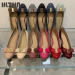 2025 FANGXITING ballerines nouveau cuir tête ronde arc peu profond multifonctionnel chaussures simples femmes en cuir arc arc conception