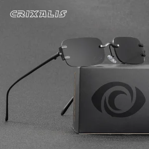 CRIXALIS – petites lunettes de soleil rectangulaires sans bords Y2k pour femmes et hommes, rétro, étroites, chics, fines, slim, UV400