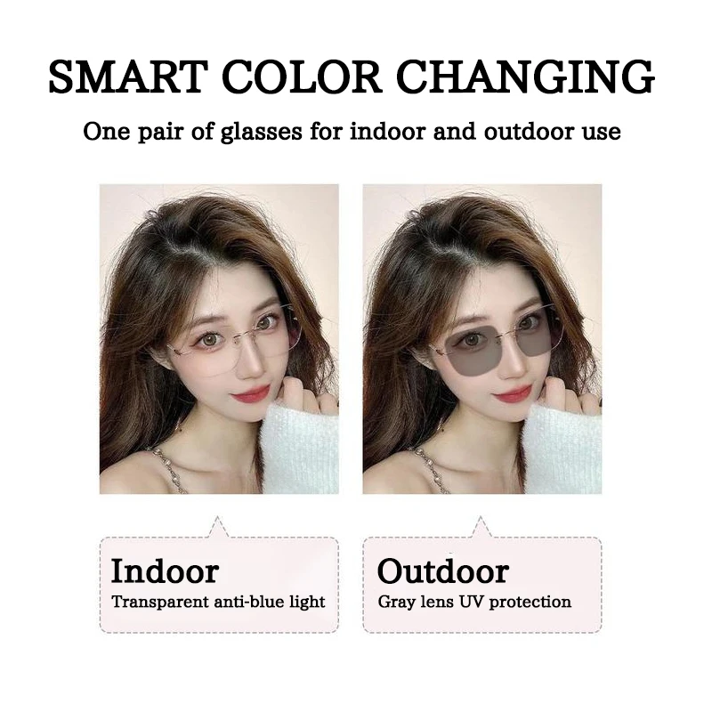 lunettes de soleil surdimensionnées carrées sans cadre, protection uv photochromique pour hommes et femmes, rétro chic, accessoires de mode