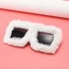 lunettes de soleil carrées surdimensionnées pour femmes, nouvelle mode, monture furrry, nuances dégradées, design de marque rétro, lunettes de soleil d'hiver 2025