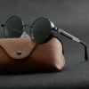 lunettes de soleil steampunk classiques pour hommes et femmes, lunettes de soleil rétro rondes à monture métallique
