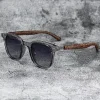 Lunettes de soleil pour hommes et femmes, tendance, rétro, Grain de bois, polarisées, Protection UV, cyclisme, photographie de rue en plein air