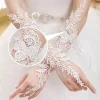 gants de mariage longs en dentelle blanche pour mariée, coude sans doigts en cristal, gants longs pour patients, accessoires de mariage pour femmes, élégants, sl