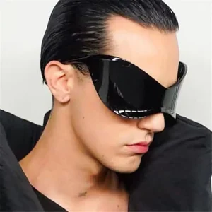 Lunettes de soleil sans monture futuristes pour hommes et femmes, rondes, punk, respirantes, lunettes de sport argentées, nuances chic, mode, Y2K