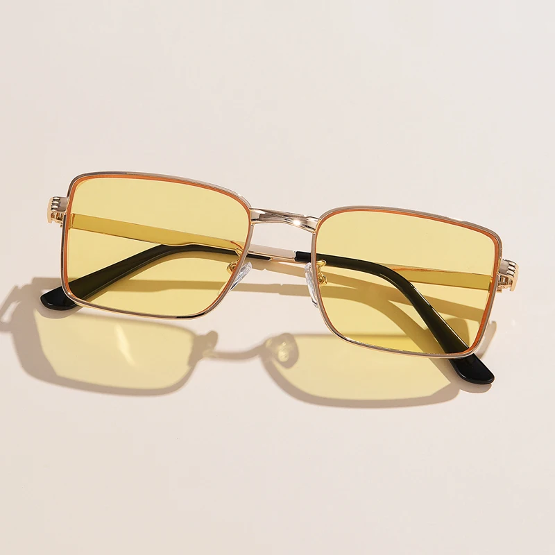 Lunettes de soleil Steampunk carrées en métal classique, marque de luxe de styliste pour hommes et femmes, rétro rectangulaire Punk, monture métallique, UV400