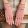 gants pour femmes décorés d'arc à la mode et élégants, conception simple, résistants au froid et aux écrans tactiles pour le cyclisme et l'écriture