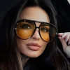 lunettes de soleil pilote punk ovales surdimensionnées pour femmes, grande marque de luxe, monture métallique vintage, lunettes de soleil pour dames, bouclier uv400, 2025