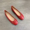 femmes talon plat en plein air décontracté mary jane rouge nouvelles chaussures plates mode peu profonde sans lacet dames ballerines élégantes chaussures souples