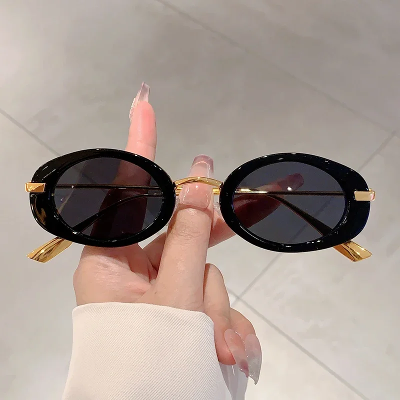 Lunettes de soleil rétro à petite monture ovale, nuances de luxe en métal de styliste pour femmes, marque de mode léopard, lunettes de soleil de plage pour dames