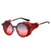 respzed lunettes de soleil punk pour hommes et femmes, nuances de métal, rondes, steampunk, cuir, vintage, designer, oculos, uv400, gafas