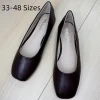 Chaussures plates femmes ancien cuir authentique pieds nus décontracté sans lacet bout carré large convient appartements 3 44 48 pieds étroits et grands marron