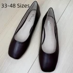 Chaussures plates femmes ancien cuir authentique pieds nus décontracté sans lacet bout carré large convient appartements 3 44 48 pieds étroits et grands marron