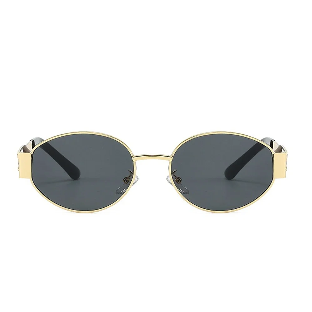 Lunettes de soleil de luxe en métal pour hommes et femmes, unisexe, de styliste, rondes, ovales, élégantes, UV400