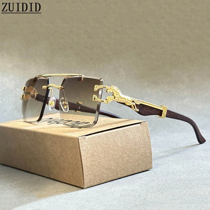 Lunettes De soleil carrées pour hommes et femmes, nouvelle collection De luxe Vintage De styliste, sans bords, tendance, 2024