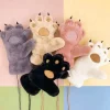 Gants d&rsquo;hiver en peluche pour femmes, patte de paume d&rsquo;ours, animaux, patte de chat moelleuse, doigt complet, garde au chaud, jolis mitaines en fourrure douce