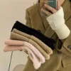 1 pièce gants demi doigt chauds et résistants au froid pour femmes en automne et en hiver, polyvalents et en peluche, jolis gants demi doigt de bureau