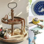 Ferme de perles en bois de 39 pouces avec glands, perles de prière polyvalentes, style Boho Chic, décoration murale suspendue pour la maison (multicolore)