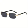 lunettes de soleil rectangulaires sans monture pour hommes et femmes, nuances populaires, petites lunettes de soleil carrées, voyage d'été, mode