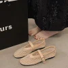 chaussures plates à bout rond pour femmes, sandales de plage creuses de styliste, tendance décontractée, respirantes, mary jane, nouvelle collection 2025