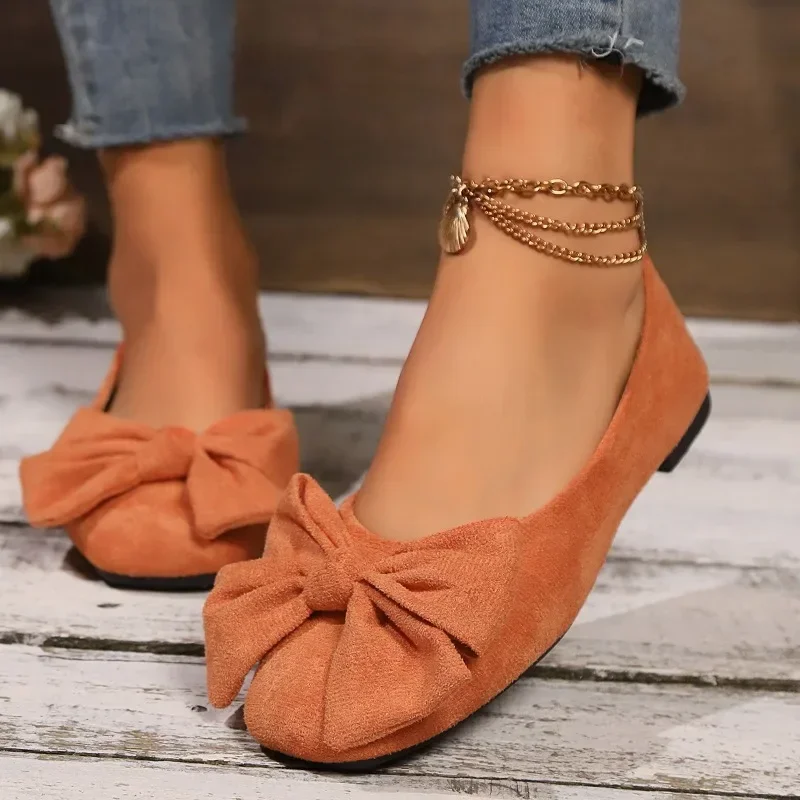 chaussures plates pour femmes 2025 offre spéciale dames sans lacet chaussures plates en plein air femmes bout rond nœud papillon fond souple grande taille chaussures peu profondes femme